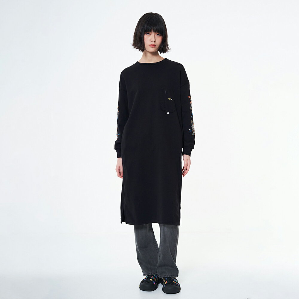 女露營道具長版大學T恤-黑色【5th STREET】【APP下單享4%點數】 1