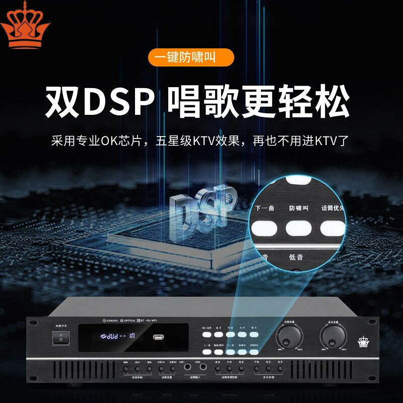 皇仕皇冠系列專業大功率KTV擴大機機家用卡拉OK防嘯叫擴大機重低