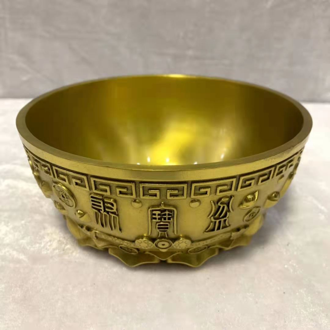 純銅聚財聚寶盆五福聚寶盆招財旺財家居桌面裝飾店鋪開業禮品