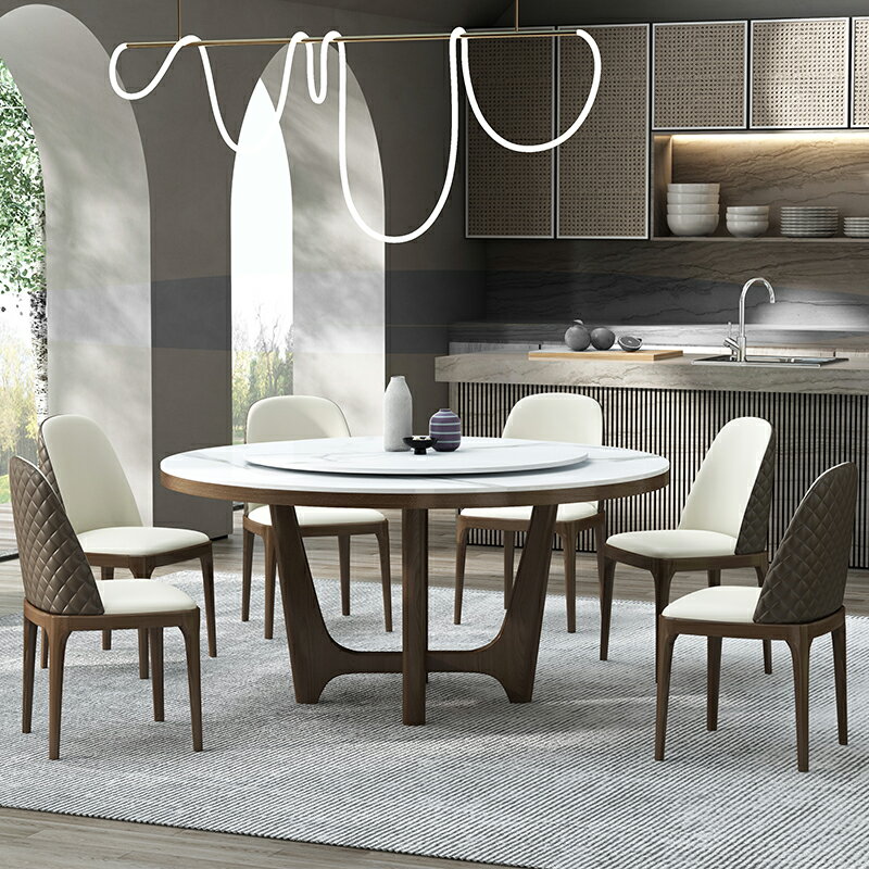 實木 圓形餐桌椅組合 簡約現代圓桌 北歐小戶型 家用 飯桌