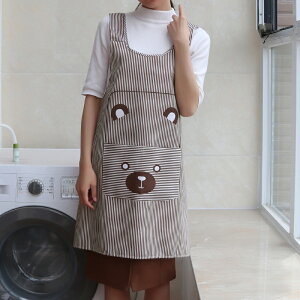 可愛小熊趣味韓版時尚情侶卡通家用廚房背帶圍裙個性家務防水罩衣