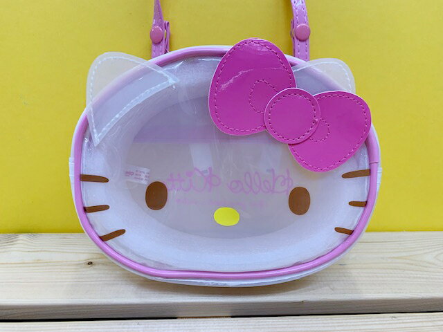 【震撼精品百貨】Hello Kitty 凱蒂貓 KITTY斜背包(可夾式)-透明大頭#79072 震撼日式精品百貨