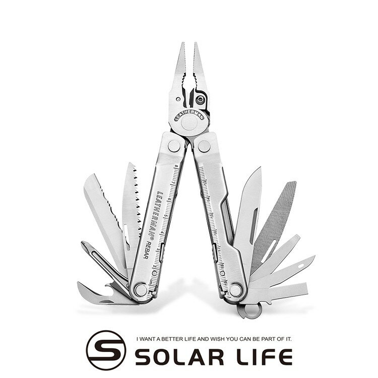LEATHERMAN Rebar銀色工具鉗(尼龍套) 多功能工具鉗 戶外萬用刀 隨身折疊工具組 美國工具刀鉗 戶外露營