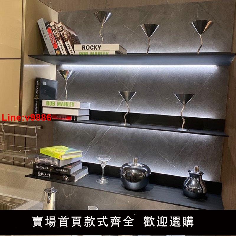 【臺灣公司 超低價】發光墻上置物架一字隔板客廳展示臥室收納書架簡約現代鐵藝壁掛式