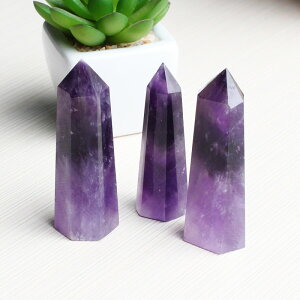 天然水晶柱擺件紫水晶六棱柱能量石療俞禮物風水飾品
