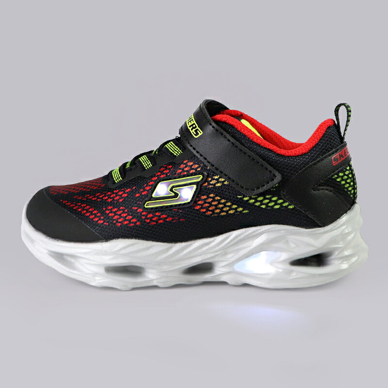 【領券滿額折120】SKECHERS VORTEX-FLASH 燈鞋 魔鬼氈 運動鞋 小童鞋 黑紅 NO.R5839