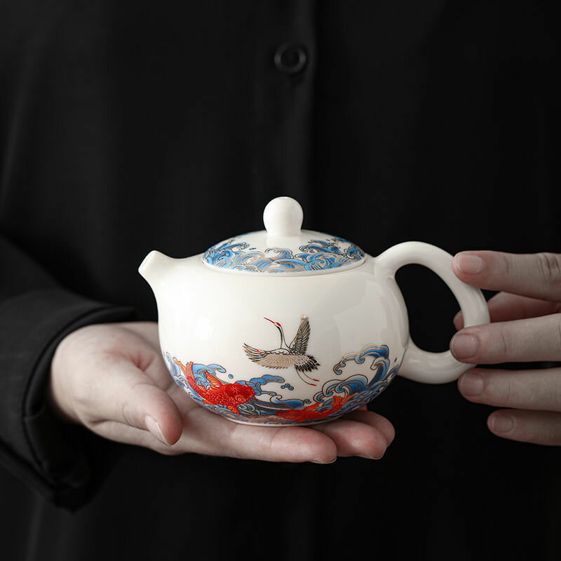 德化陶瓷羊脂玉壺手工大容量泡茶壺套裝茶具家用紫砂功夫茶具茶杯