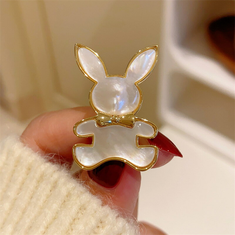 【巴黎精品】珍珠胸針兔子別針-可愛天然貝殼生肖生日情人節禮物女飾品a1ah3