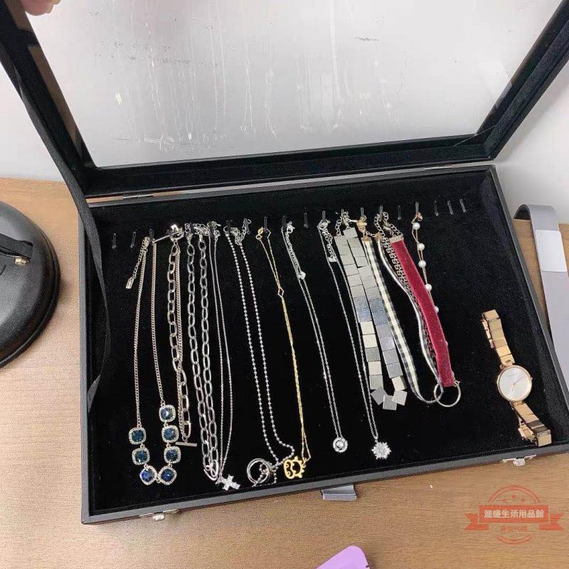 帶蓋珠寶箱飾品項鏈收納盒手鏈戒指耳環展示架鎖骨鏈整理盒子