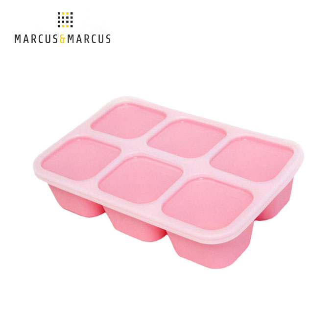 【加拿大 Marcus & Marcus】動物樂園造型矽膠副食品分裝保存盒 - 粉紅豬 (粉)