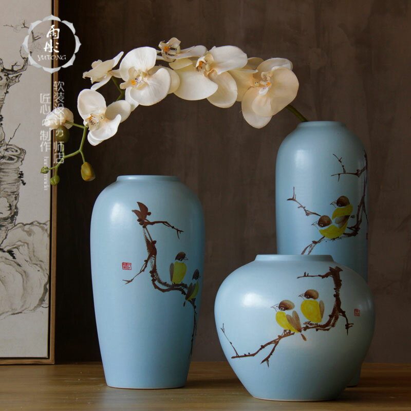 三件套陶瓷花瓶可水培景德鎮高溫陶瓷花瓶客廳陶瓷擺件花瓶