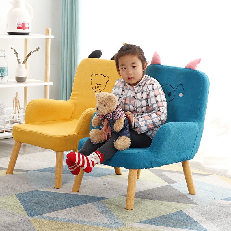 兒童沙發凳靠背小椅子家用卡通矮凳子懶人座椅寶寶實木布藝換鞋凳