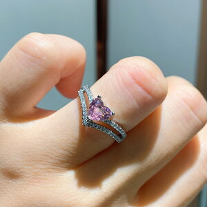 皇冠戒指女分色小巧心水晶仿真石手工嵌切工1克拉