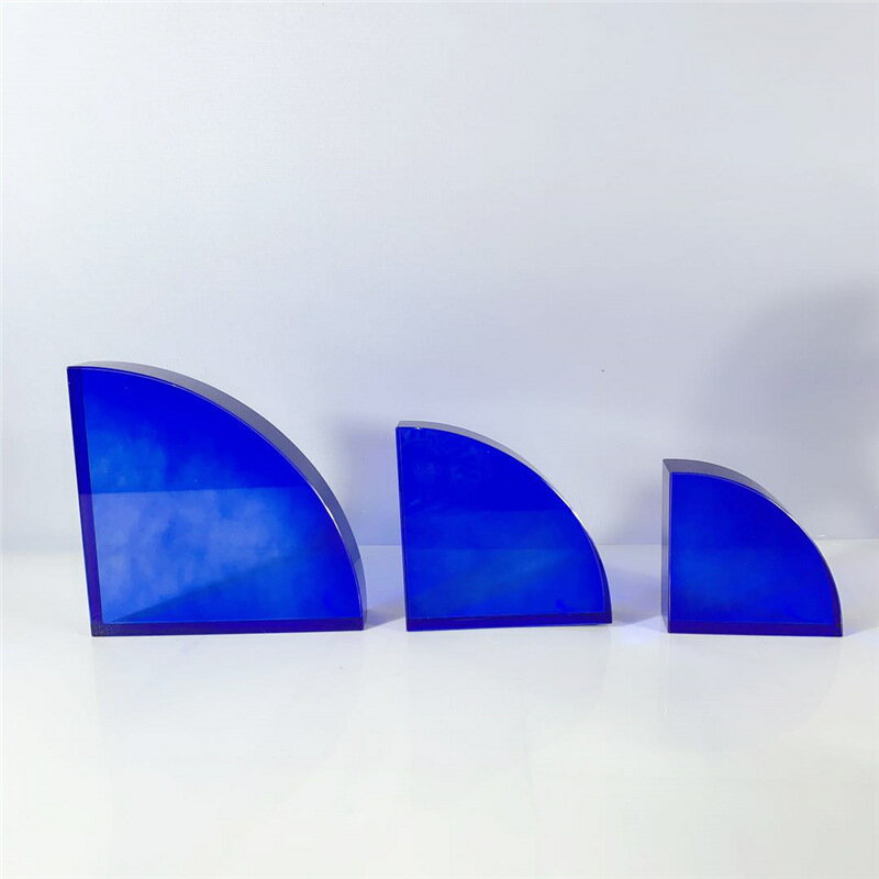 藍色透明扇形水晶擺件 現代簡約歐式輕奢樣板房售樓處軟裝飾品