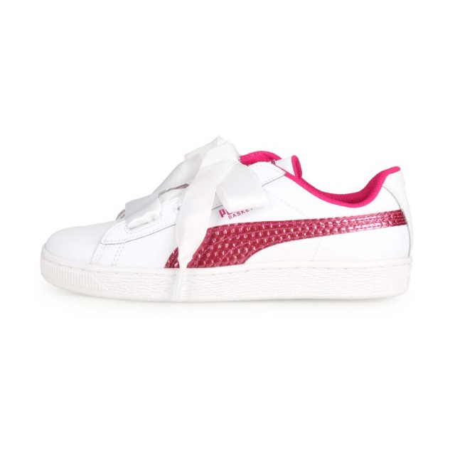 PUMA BASKET HEART COATED GLAM JR 童鞋 女童 大童 休閒 緞面 皮革 白桃 【運動世界】 36897401