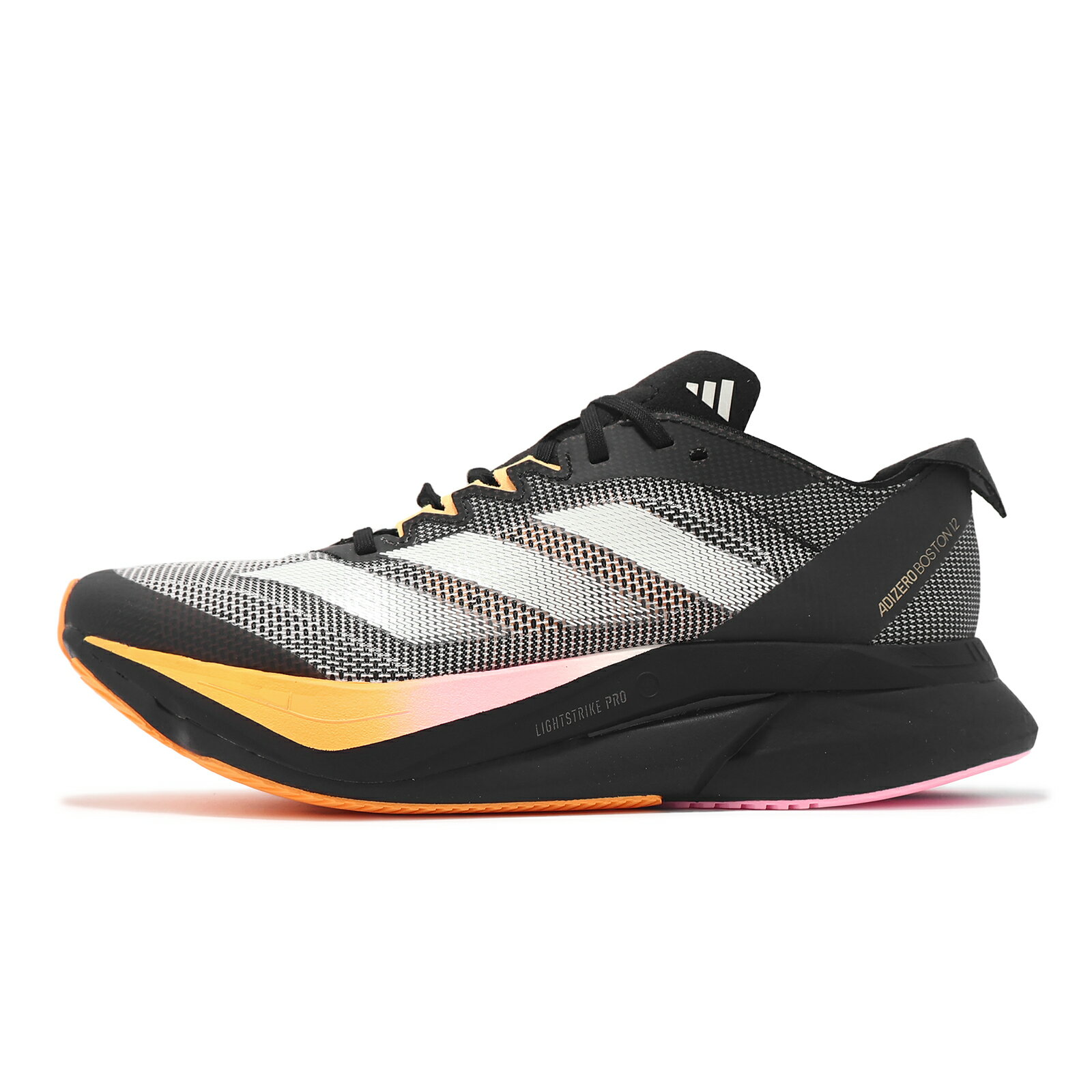 adidas 愛迪達 慢跑鞋 Adizero Boston 12 W 女鞋 黑 橘 緩衝 輪胎大底 碳板 運動鞋 愛迪達