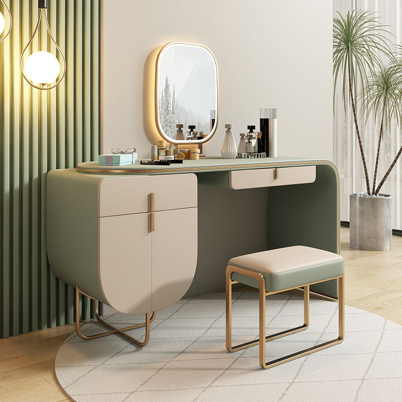 帕沙曼 2022新款梳妝臺臥室現代簡約收納櫃壹體創意帶鏡子化妝桌