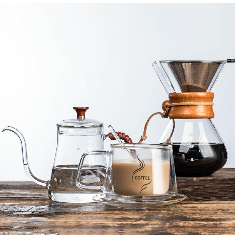 1人份手沖咖啡壺套裝組合咖啡過濾分享壺帶碟咖啡杯日式細嘴壺