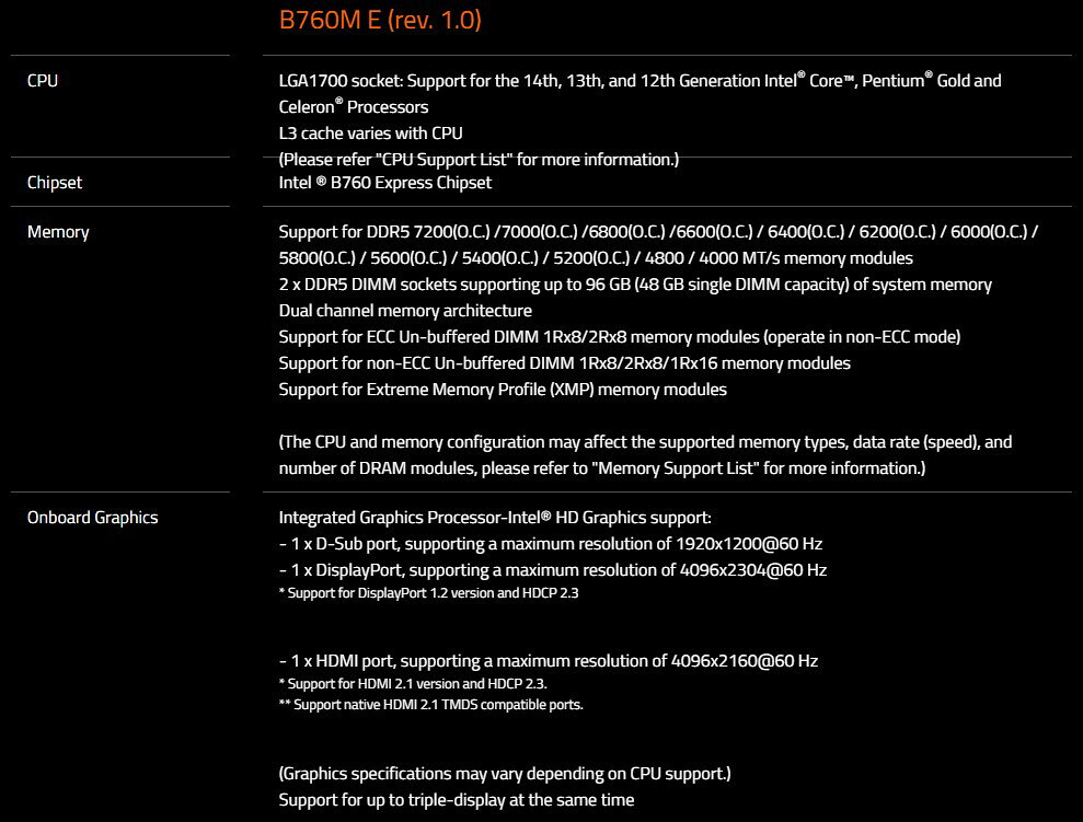GIGABYTE 技嘉 B760M E 1700腳位 DDR5 M-ATX 主機板 4
