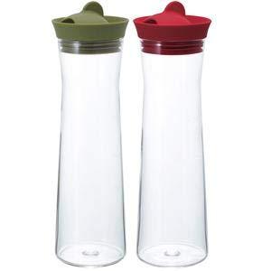 金時代書香咖啡 HARIO 矽膠玻璃冷水瓶冷水壺 1000ML 兩色可選紅/綠 HAR-WJ-10