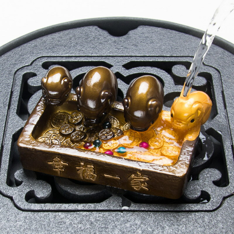 茶寵擺件精品可養變色可愛小豬喝水擺件創意茶臺茶盤金蟾茶具配件 1