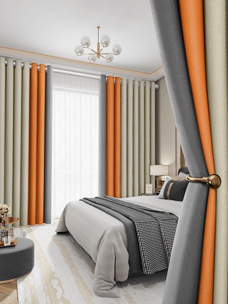 窗簾2021新款臥室高級全遮光拼接成品布溫馨客廳流行時尚網紅爆款