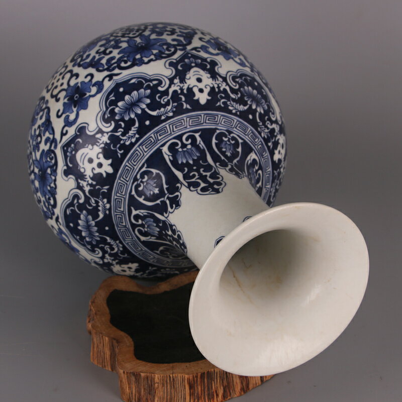 清乾隆年青花纏枝賞瓶仿古重工瓷器景德鎮舊貨裝飾收藏古玩擺件| 協貿