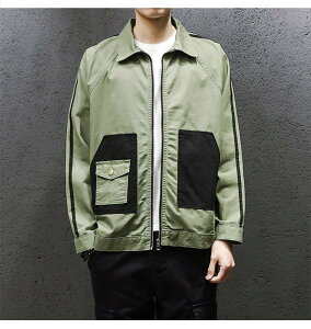 FINDSENSE H1秋季 新款 日本 街頭 原宿 撞色 帥氣夾克 翻領 氣質顯瘦外套 潮男 上衣