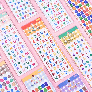 AGUGU糖果色ins彩色數字貼紙點綴貼畫迷你小圖案星河調色盤系列創意簡約英文字母卡片手賬咕卡裝飾基礎素材貼