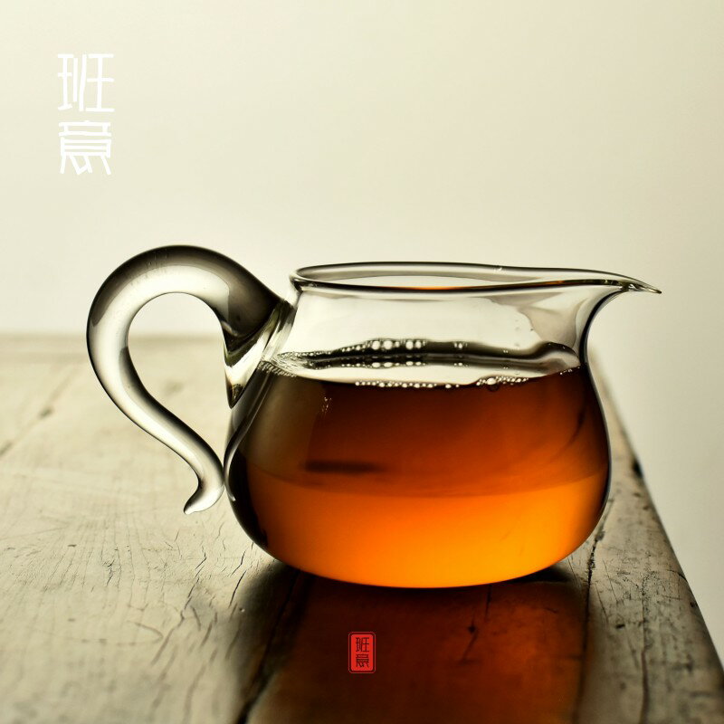玻璃公道杯加厚耐熱功夫茶具配件過濾茶海分茶器帶茶漏套裝1入