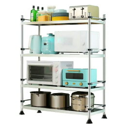 【現貨】廚房置物架 置物架 120cm四層不鏽鋼圍欄置物架 廚房收納架 四層架 電器架 貨架 廚房架 烤箱架 興雲網購