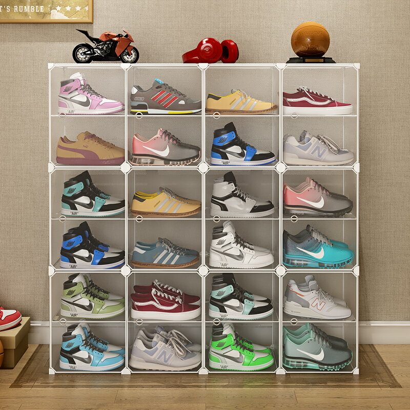 AJ透明鞋盒收納盒鞋架子收納神器20個裝抽屜式塑料展示墻單獨鞋柜