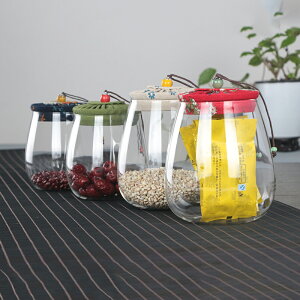 軟木塞透明玻璃茶葉罐小青柑密封儲物罐樣品展示罐布蓋花茶罐