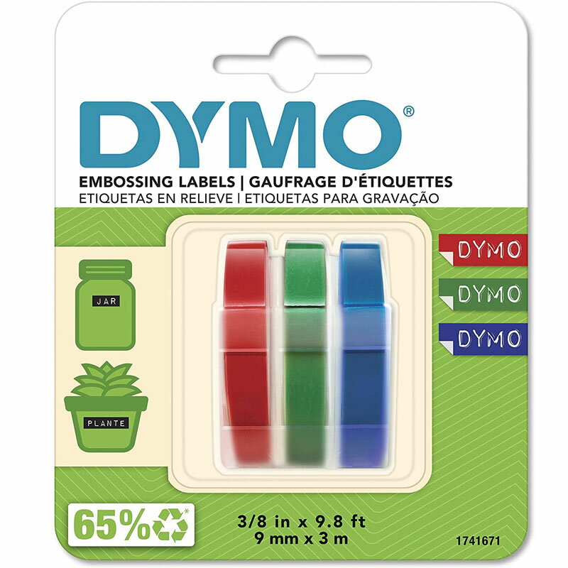 [3美國直購] DYMO 標籤機膠帶 DYMO 1741671 Embossing Tape, Red, Green and Blue, 3/8-Inch