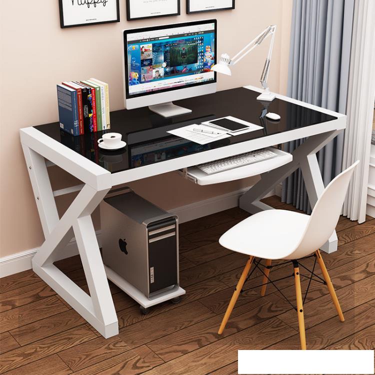 電腦桌 家用電腦桌臺式桌鋼化玻璃辦公桌簡約現代書桌創意桌子辦公寫字臺 全館優惠