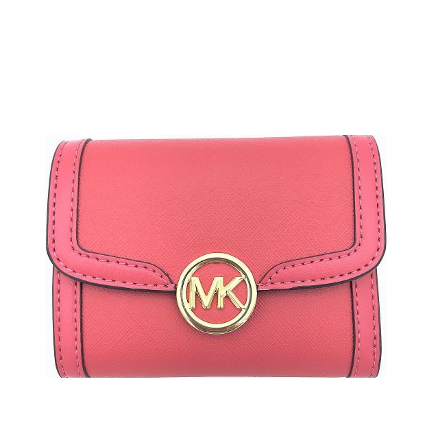 MICHAEL KORS 三摺短夾 十字紋防刮PVC塗層帆布 短夾 錢包 皮包 M89129 莓粉色MK(現貨)▶指定Outlet商品5折起☆現貨【送禮首選★APP下單點數4倍送】