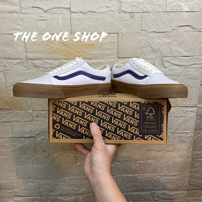 TheOneShop VANS Old Skool Vr3 白色藍線膠底帆布皮革鞋墊VN0005UBYY2