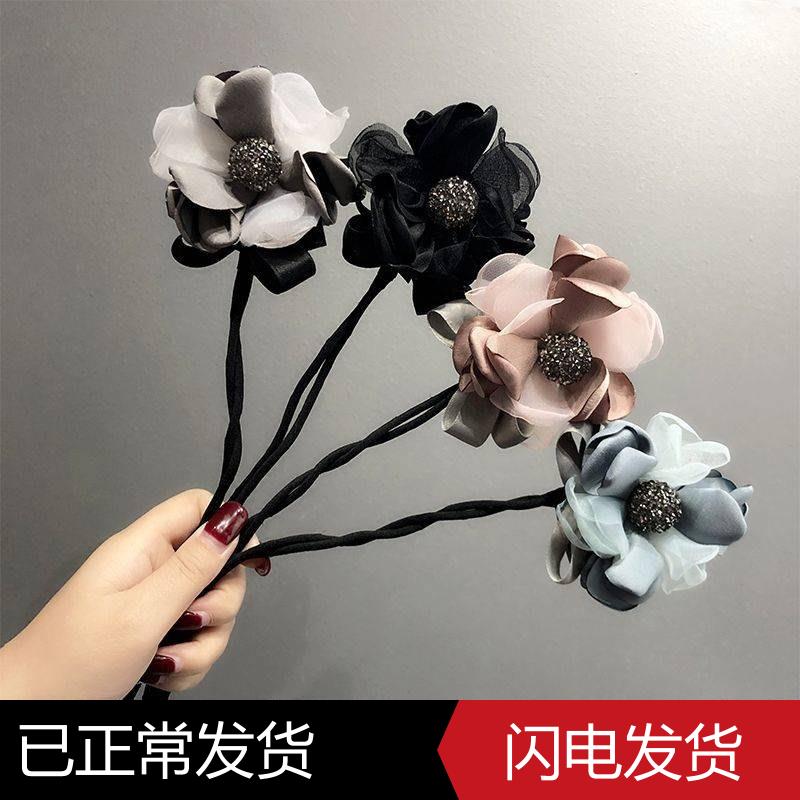 丸子頭花朵盤發器韓國懶人發帶神器蓬鬆花苞頭飾頭花女職業編發器