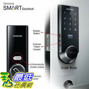 [106美國直購] Samsung Ezon SHS-3321 Keyless Smart Universial Deadbolt Digital Door Lock, Black
