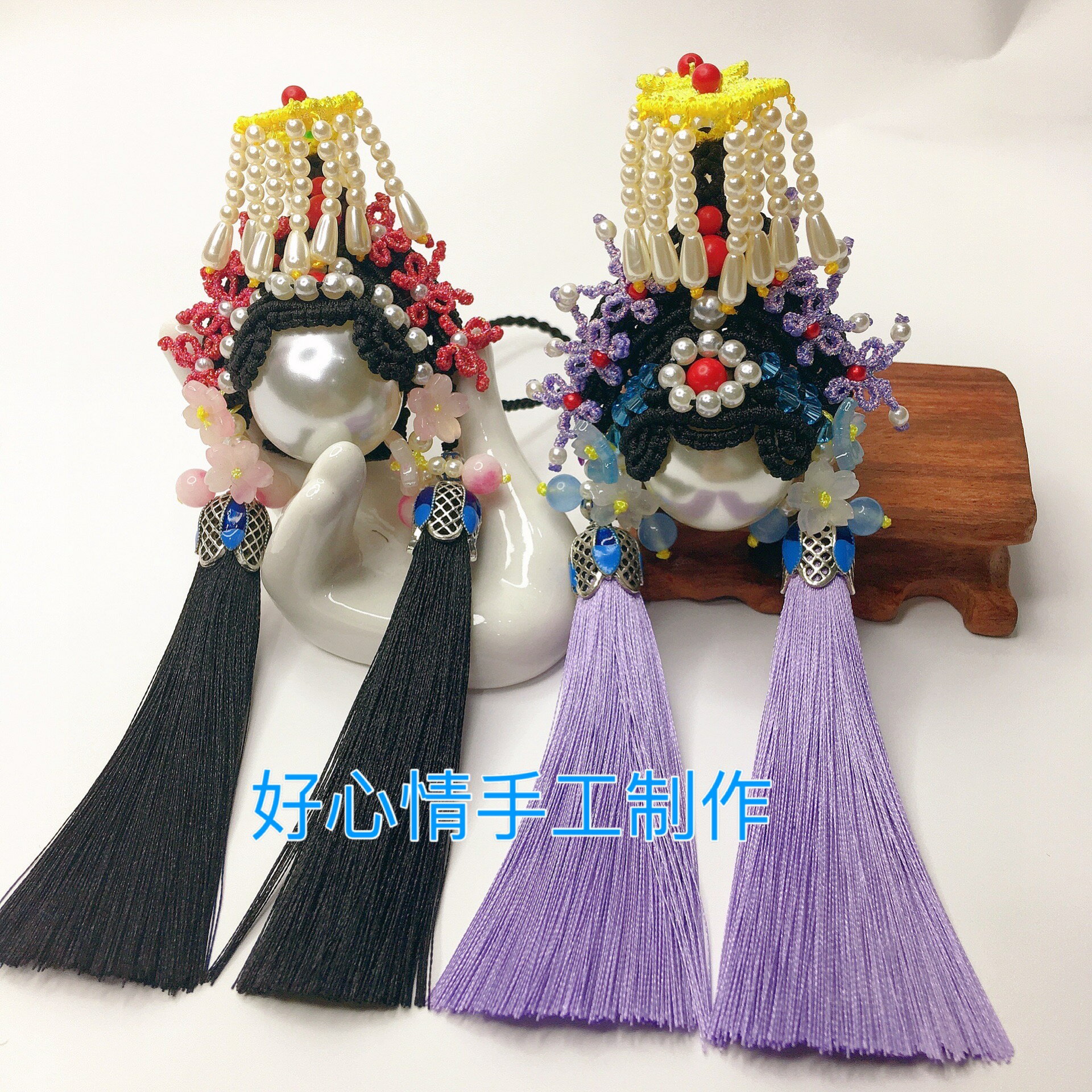 好心情原創手工編織鳳冠花嫁之虞姬刀馬旦DIY材料包民族風掛件