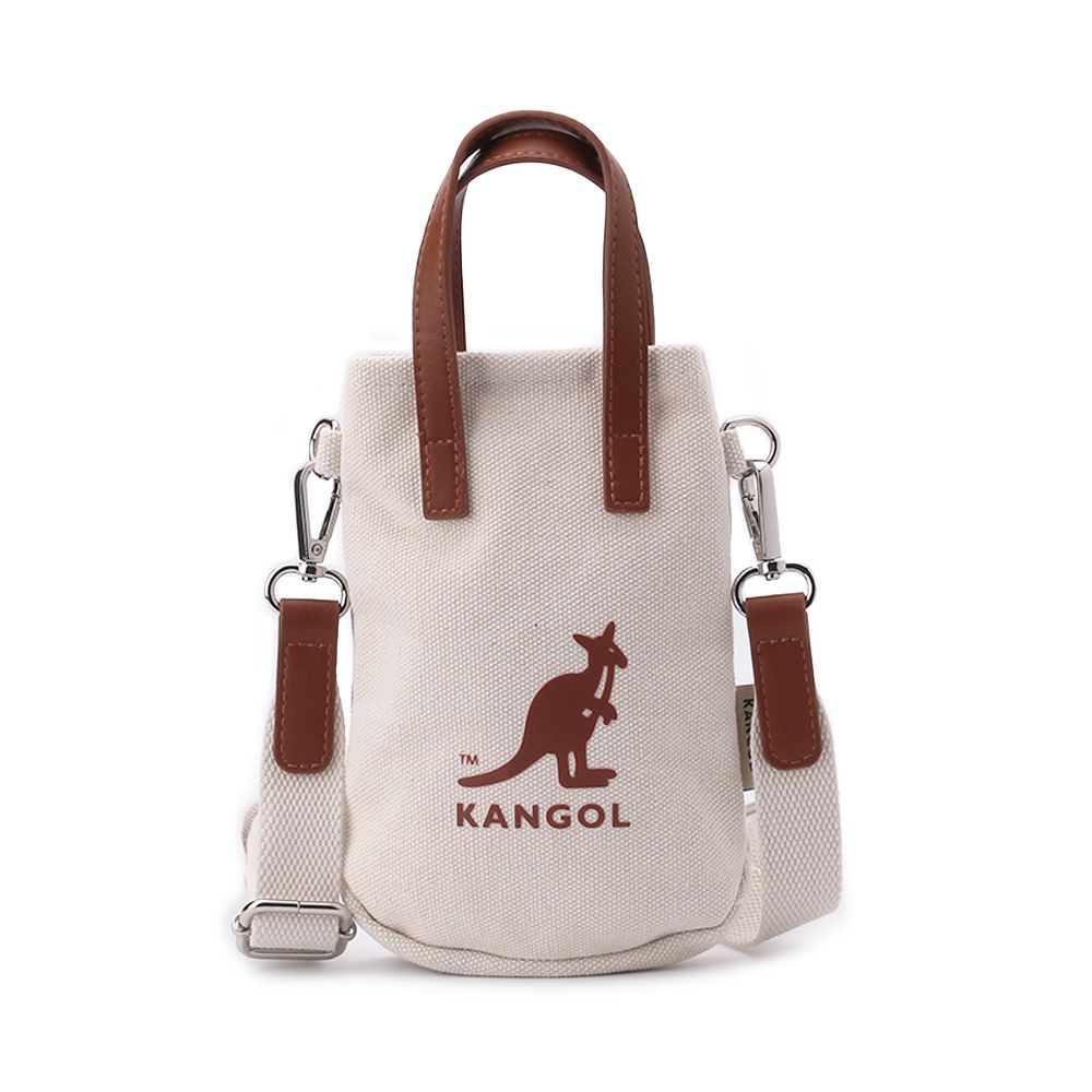 KANGOL 帆布皮革小側包 米白 6525170801