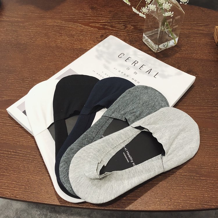 FINDSENSE 品牌 韓國 2019 新款 時尚 潮流 個性 純棉 無痕 硅膠 環形防滑 不脫落 男士 莫代爾 船襪