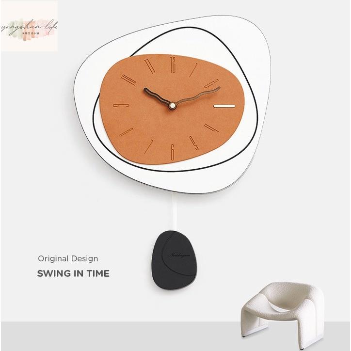 現代創意掛鐘 輕奢北歐靜音時鐘 簡約藝術裝飾鐘錶壁鐘 客廳餐廳臥室牆面裝飾