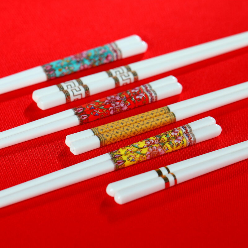陶瓷筷家用公筷創意輕奢防滑防霉耐高溫高檔10雙骨瓷筷子送禮商用