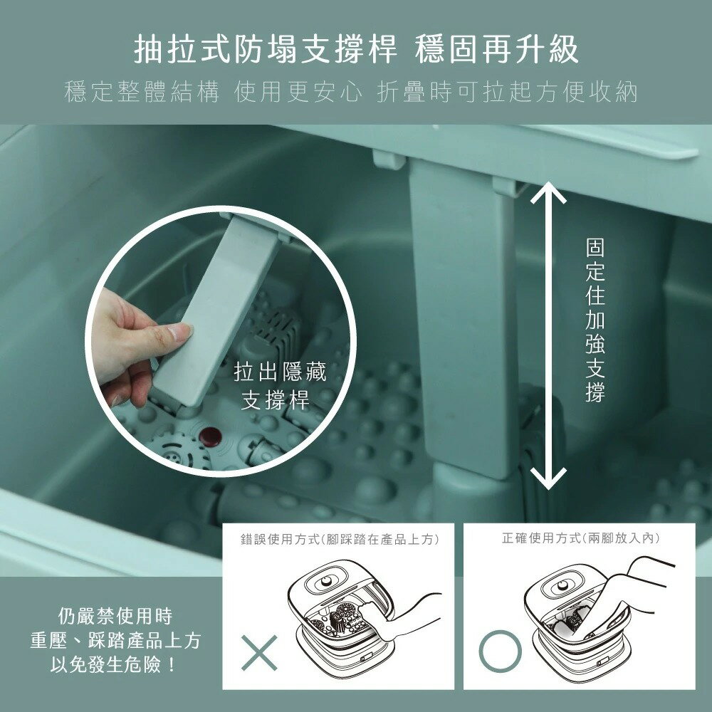 【KINYO】無段式溫控摺疊足浴機 (IFM) 無段式調溫 摺疊設計 PTC陶瓷發熱 腳底滾輪 指壓底板 湧泉按摩 6