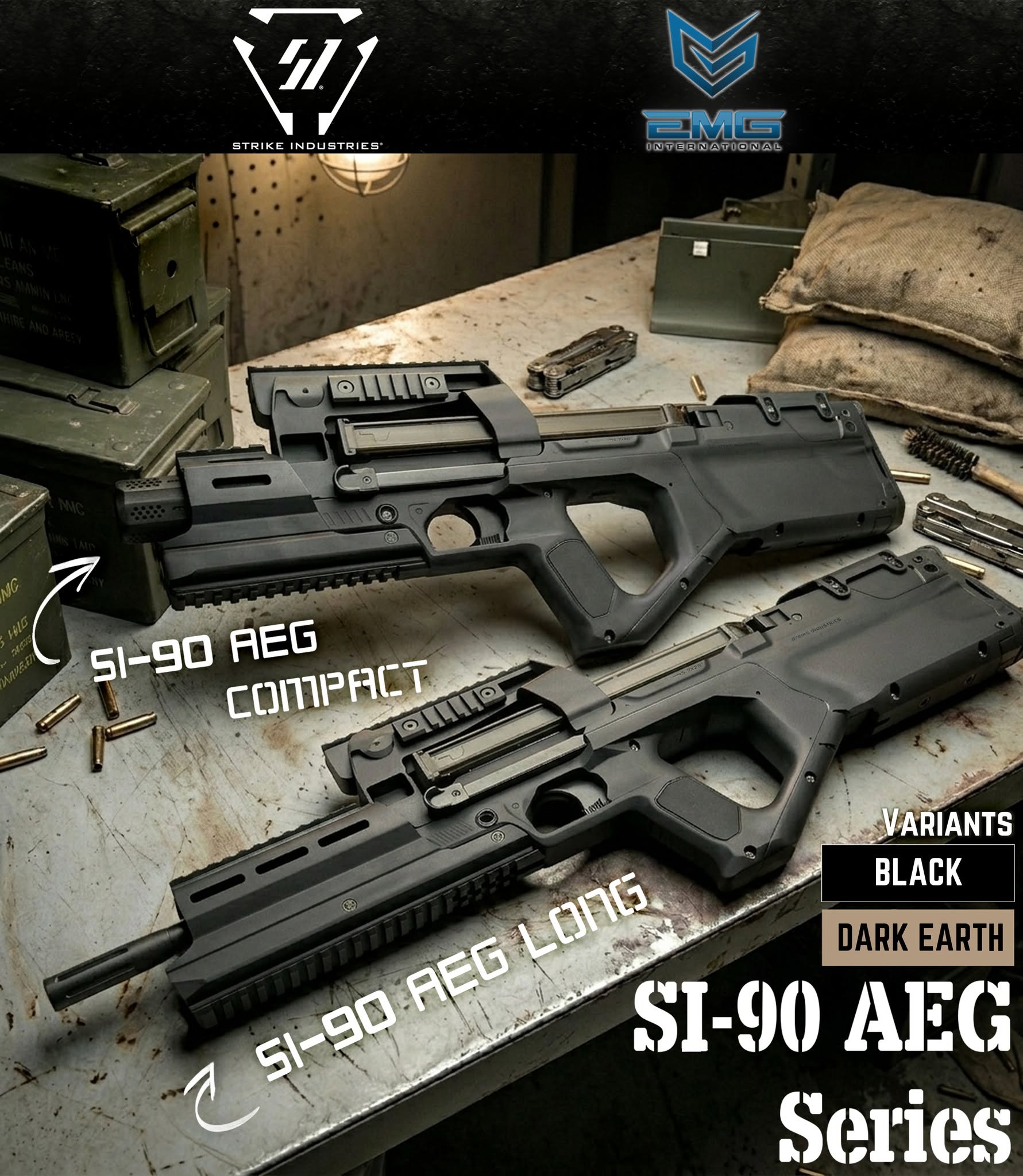 【翔準AOG】預購免運 短 EMG SI P90 黑/沙 6MM AEG電動槍 短版 授權Strike Industries 升級ETU