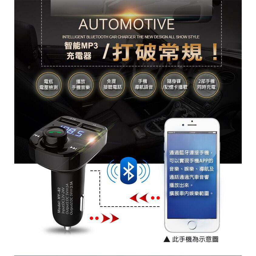 老車變新車 Hd5 車用mp3 Mp3發射器可通話邊聽音樂邊充電導航電壓檢測雙usb孔車充藍芽 Sd卡 隨身碟音樂播放