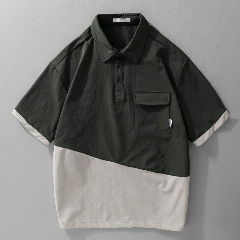 【巴黎精品】現貨+預購 男POLO衫短袖上衣寬鬆襯衫高爾夫球衫休閒男裝-美式街頭潮流撞色男上衣2色a1kq89