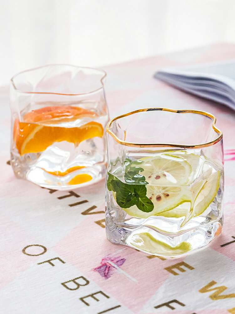 玻璃水杯北歐ins創意家用喝茶杯飲料果汁牛奶咖啡啤酒杯洋酒杯子