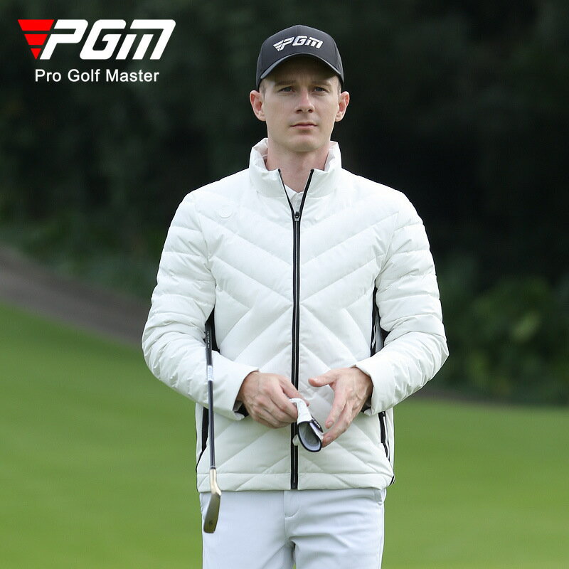 【元素運動】PGM高爾夫男士羽絨服長袖外套冬季保暖白鴨絨加厚運動立領